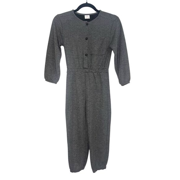 ZARA Girls 10 Jumpsuit Gray Knit Ribbed Button Front One Piece - Picture 1 of 7